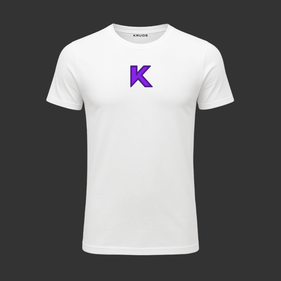 WHITE CORE TEE - ELECTRIC PURPLE 'K'