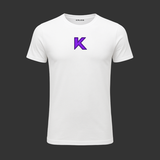 WHITE CORE TEE - ELECTRIC PURPLE 'K'